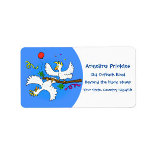 Étiquette Caricature d'oiseaux de cockatoo amusante