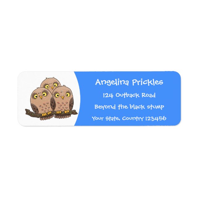 Étiquette Caricature en trio de chouette (Devant)