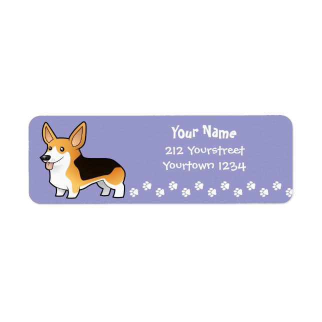Étiquette Caricature Pembroke Welsh Corgi (Devant)