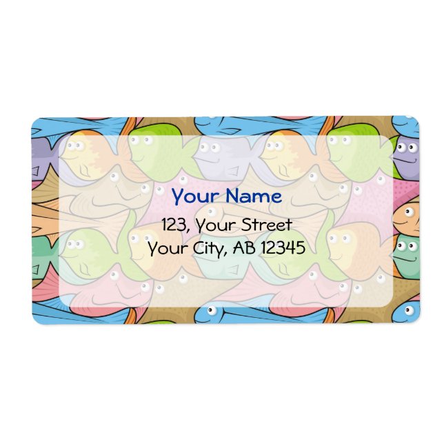 Étiquette Caricature sur les poissons (Devant)