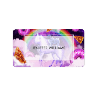 Étiquette Carlin arc-en-ciel dans l'espace chevauchant une l