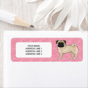 Étiquette Carlin Fun Chien Cartoon Mops Love Heart Motif ros