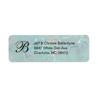 Étiquette Carolina Bleu Béton Monogramme Adresse de retour L