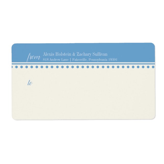 Étiquette Caroline Mailing Étiquette, Poudre Bleu (Devant)