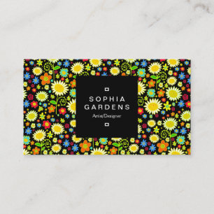 Étiquette carré 01a - Floral coloré