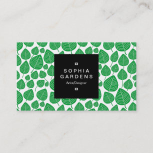 Étiquette carré 01a - motif feuille 02 - Vert herb