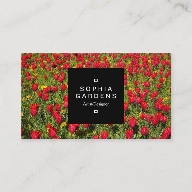 Étiquette carré 01a - Tulipes rouges (Devant)