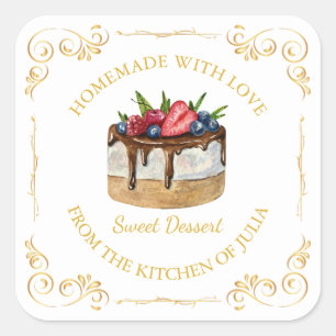 Étiquette Carré de gâteau maison vintage