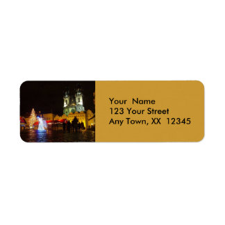 Étiquette Carré de la ville de Prague sur la nuit de Noël Ét