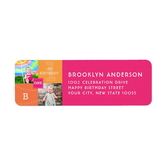 Étiquette Carré moderne Croquis une fille photo fête d'anniv (Devant)