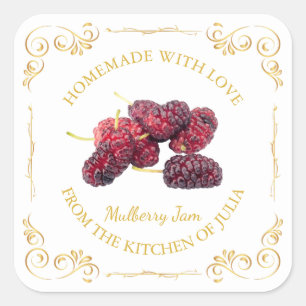 Étiquette Carré vintage à confiture de fraise mais