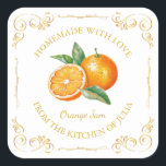 Étiquette Carré vintage à confiture orange maison<br><div class="desc">Spécial pour vous !</div>