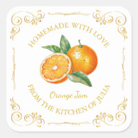 Étiquette Carré vintage à confiture orange maison