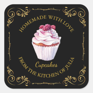 Étiquette Carré vintage Cupcake