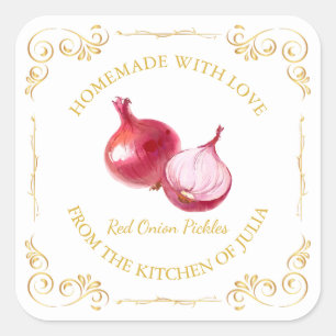 Étiquette Carré vintage maison Onion Rouge Pickle