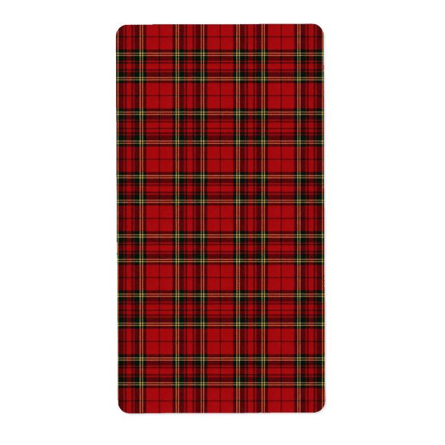 Étiquette Carreaux Tartan Rouge Classique (Devant)