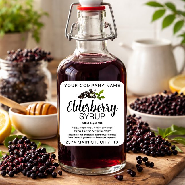 Étiquette carrée personnalisable de sirop de surea (Créateur téléchargé)