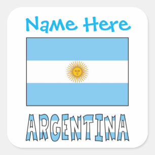 Étiquette carrée personnalisée Drapeau Argentine