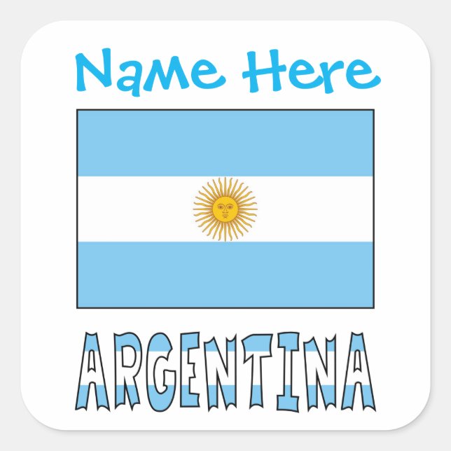 Étiquette carrée personnalisée Drapeau Argentine (Devant)