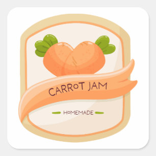 Étiquette Carrée pour Pot de Confiture de Carottes