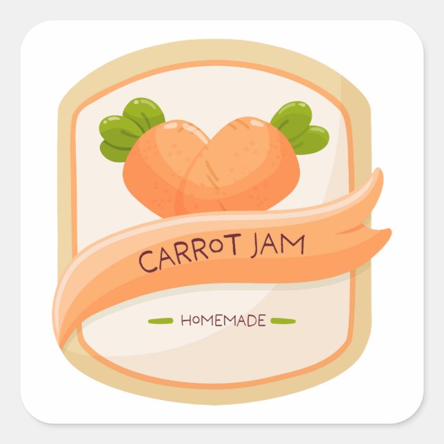Étiquette Carrée pour Pot de Confiture de Carottes (Devant)