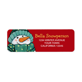 Étiquette Carrot Nez Snowman en Green Illustration