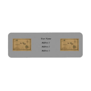 Étiquette Carte 1876 - îles d'Hawaï de cru hawaïennes