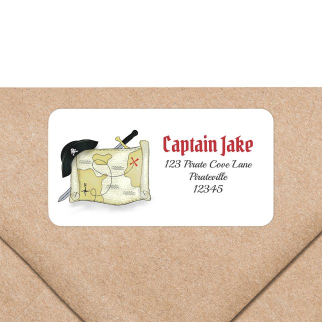 Étiquette Carte au trésor des pirates Fête garçons mignons (Créateur téléchargé)