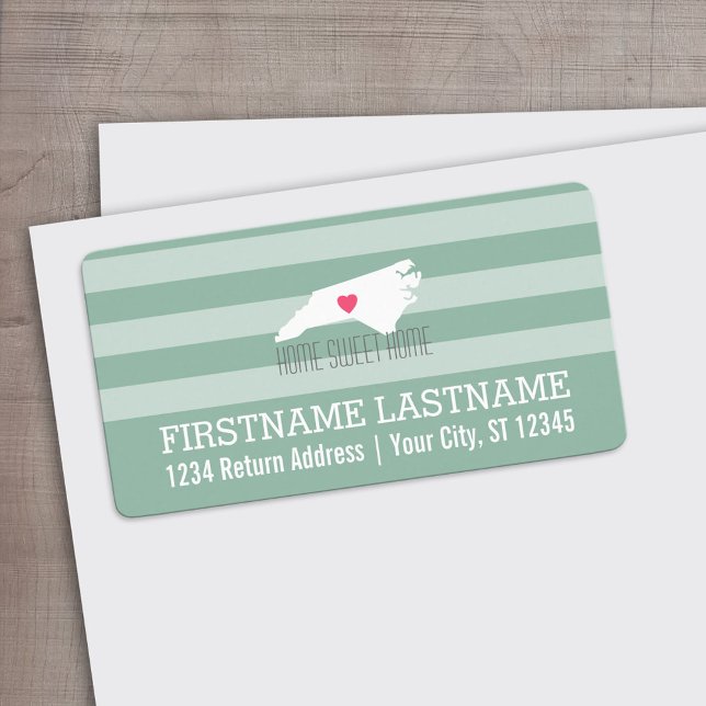 Étiquette Carte Caroline du Nord Accueil Amour de l'État - C (Custom Address Label)