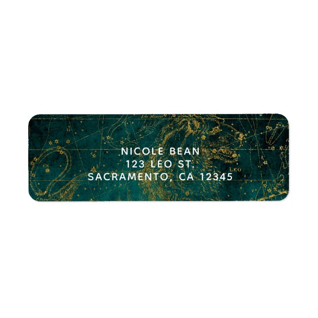 Étiquette Carte Céleste Astrologique LION Lion Vert (Devant)