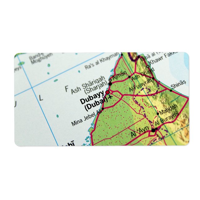 Étiquette Carte de Dubaï (Devant)