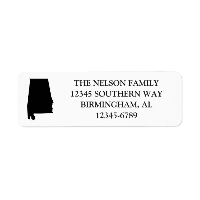 Étiquette Carte de l'Alabama en forme noire (Devant)