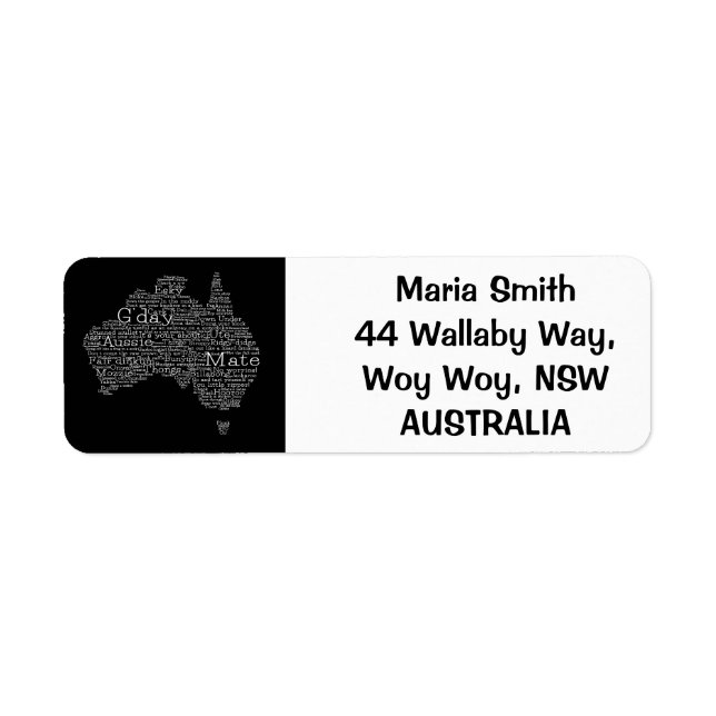 Étiquette Carte de l'argot australien (Devant)