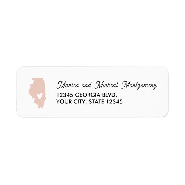 Étiquette Carte de l'État de l'ILLINOIS avec un cœur - TOUTE (Devant)