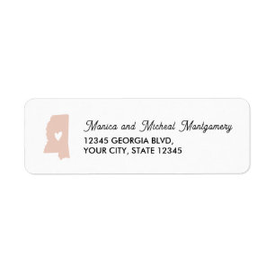 Étiquette Carte de l'État du MISSISSIPPI avec cœur - TOUTE C