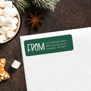 Étiquette Carte de Noël adresse de retour mignon vert et bla
