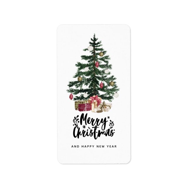 Étiquette Carte de Noël Arbre de Noël Joyeux Noël Vacances (Devant)