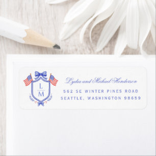 Étiquette Carte de réponse de mariage à crête patriotique