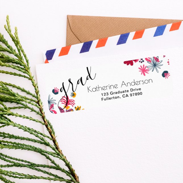 Étiquette Carte de Réponse d'Invitation de Diplômé Florale B (Créateur téléchargé)