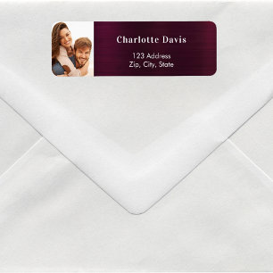 Étiquette Carte de retour d'adresse de mariage photo Bourgog