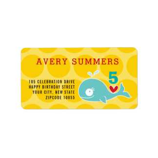Étiquette Carte de Retour d'Anniversaire de Baleine de Dessi