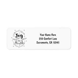 Étiquette Carte de vacances rustique argent et or 'Joie au M