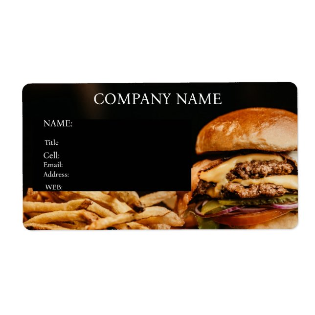 ÉTIQUETTE CARTE DE VISITE MODÈLE DE BASE HAMBURGERS (Devant)