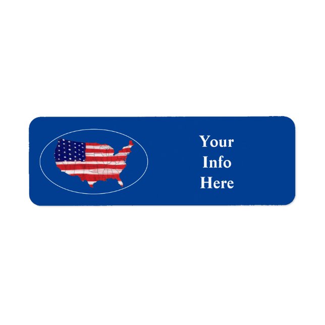 Étiquette Carte des États-Unis et drapeau  (Devant)