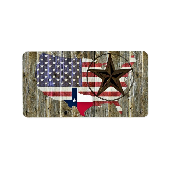 Étiquette Carte du drapeau de l'État de Texas Lone Star (Devant)
