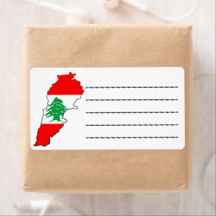 Étiquette Carte du Liban avec drapeau