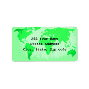 Étiquette Carte du monde Abstrait Neon Green Artsy Traveler 