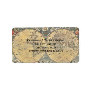 Étiquette Carte du Monde Antique, BG Trouvé Adresse #2