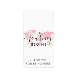 Étiquette Carte du monde rose Début du voyage Mini Barre de