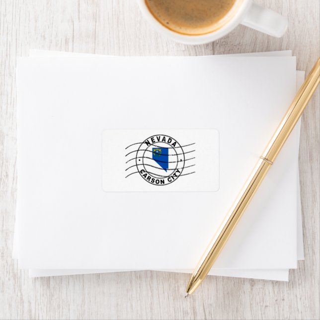 Étiquette Carte du Nevada, Timbre du passeport postal (En situation)